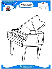 Çocuklar İçin Piano Boyama Sayfaları 